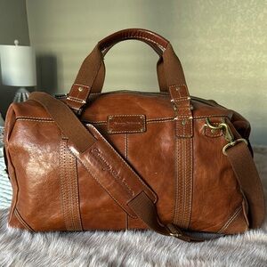 Tommy Bahama Brown Leather Overnight Bag